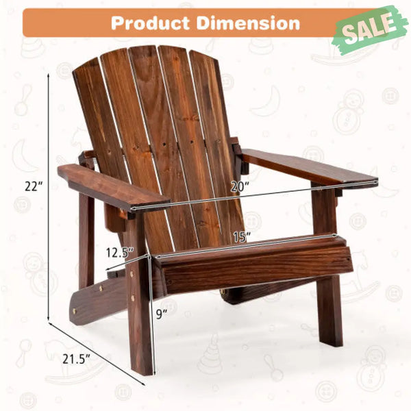 Kid’s Adirondack Chair with High Backrest and Arm Rest-Coffee Kids Chairs & Seating