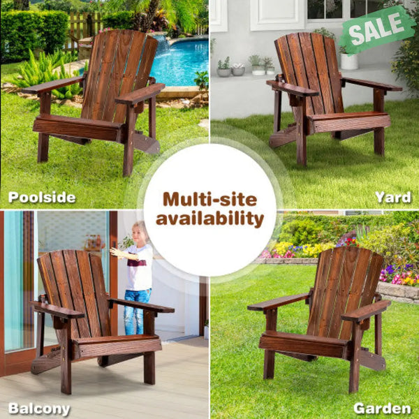 Kid’s Adirondack Chair with High Backrest and Arm Rest-Coffee Kids Chairs & Seating