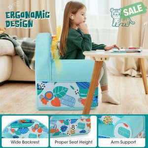 Kids Armchair with Plush Velvet Cover and Soft Sponge Filling-Blue Kids Chairs & Seating