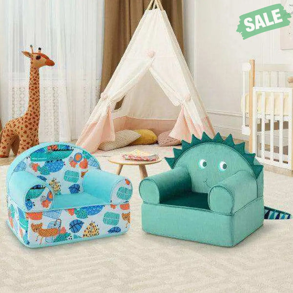 Kids Armchair with Plush Velvet Cover and Soft Sponge Filling-Blue Kids Chairs & Seating