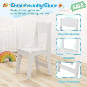 Kids Art Table and Chair Set Toddler Craft Drawing Desk-White Kids Table & Chair Sets