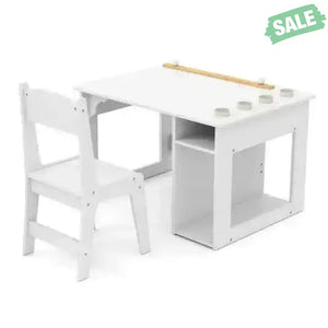 Kids Art Table and Chair Set Toddler Craft Drawing Desk-White Kids Table & Chair Sets