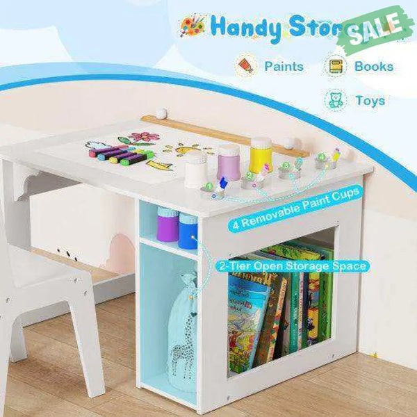Kids Art Table and Chair Set Toddler Craft Drawing Desk-White Kids Table & Chair Sets
