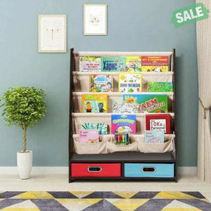 Kids Book and Toys Organizer Shelves-Beige Brown Kids Storage