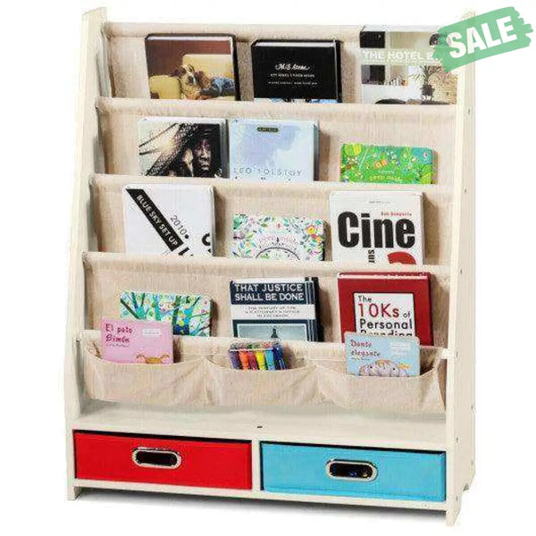 Kids Book and Toys Organizer Shelves-Beige Beige Kids Storage