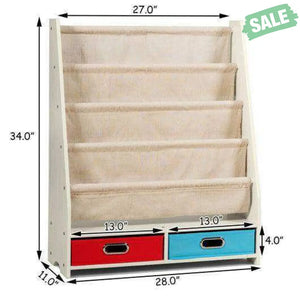Kids Book and Toys Organizer Shelves-Beige Beige Kids Storage