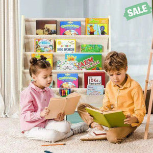 Kids Book and Toys Organizer Shelves-Beige Beige Kids Storage