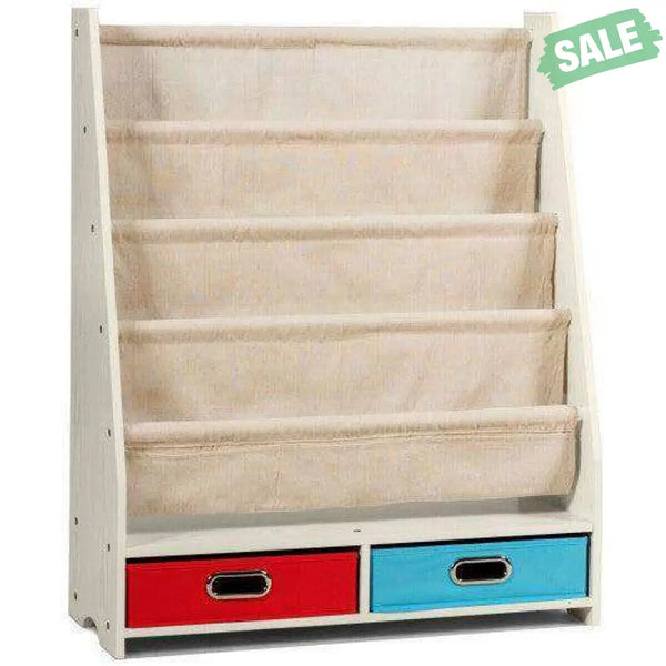 Kids Book and Toys Organizer Shelves-Beige Beige Kids Storage