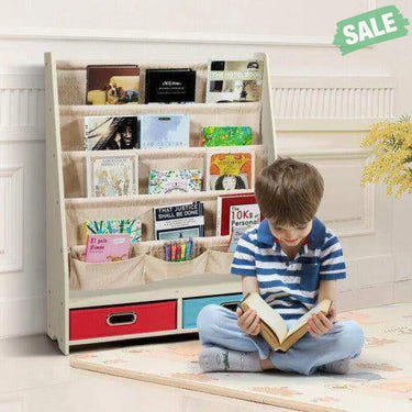 Kids Book and Toys Organizer Shelves-Beige Beige Kids Storage