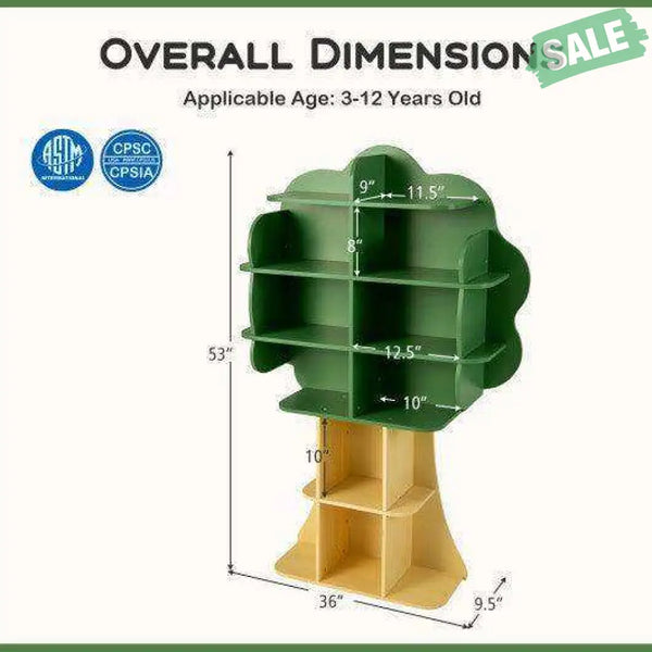 Green Kids Bookcase Shelf Toy Storage Organizer with Open Storage Shelves