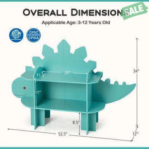 Kids Bookcase Shelf Toy Storage Organizer with Open Storage Shelves-Dinosaur