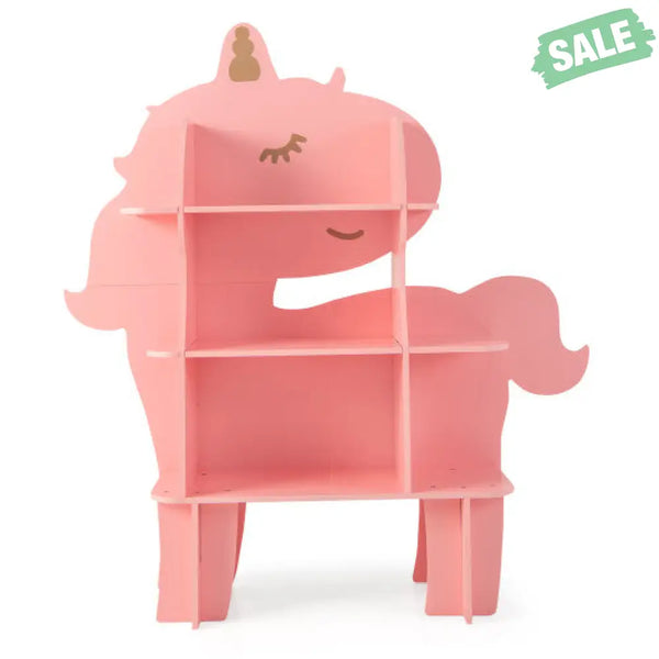 Kids Bookcase Toy Storage Organizer with Open Storage Shelves-Giraffe Kids Storage