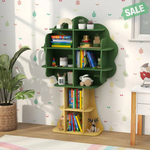 Kids Bookcase Toy Storage Organizer with Open Storage Shelves-Giraffe Kids Storage