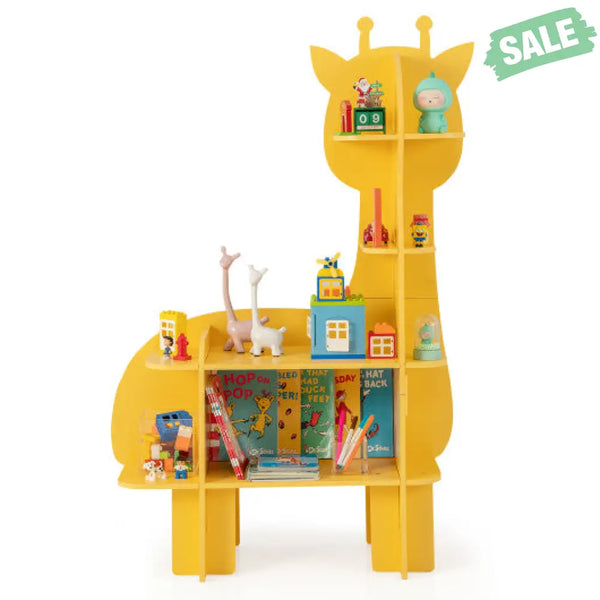 Kids Bookcase Toy Storage Organizer with Open Storage Shelves-Giraffe Kids Storage