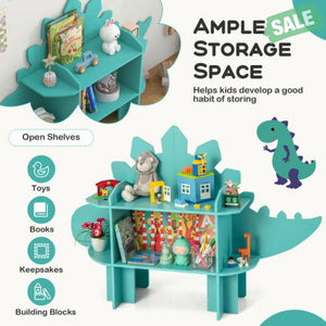 Kids Bookcase Toy Storage Organizer with Open Storage Shelves-Giraffe Turquoise Kids Storage