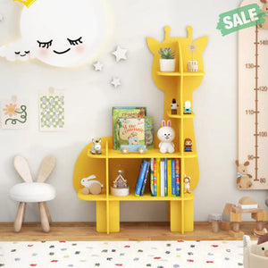 Kids Bookcase Toy Storage Organizer with Open Storage Shelves-Giraffe Kids Storage