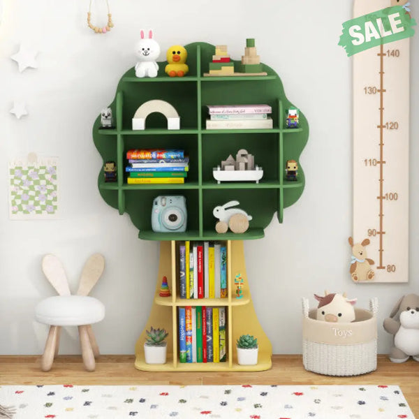 Kids Bookcase Toy Storage Organizer with Open Storage Shelves-Giraffe Kids Storage