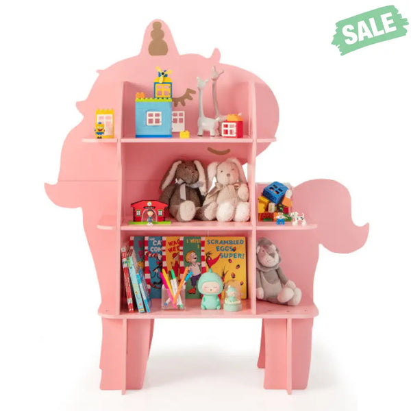 Kids Bookcase Toy Storage Organizer with Open Storage Shelves-Giraffe Kids Storage