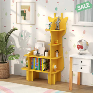 Kids Bookcase Toy Storage Organizer with Open Storage Shelves-Giraffe Kids Storage