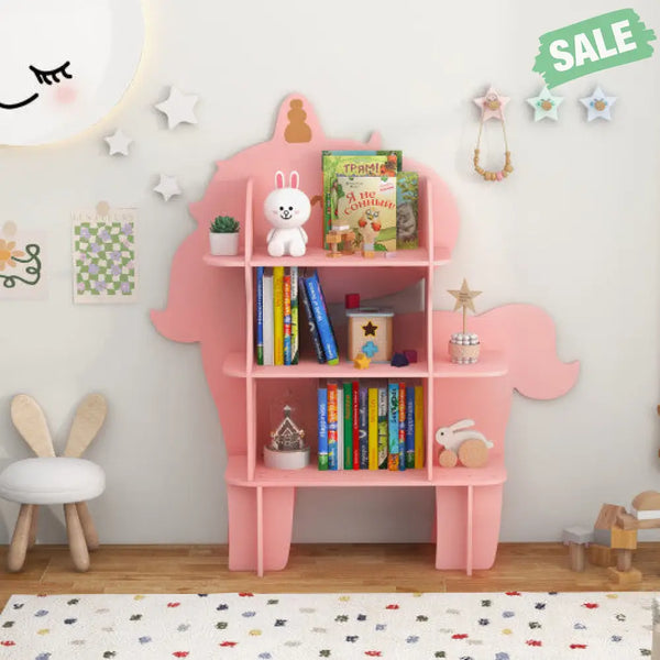 Kids Bookcase Toy Storage Organizer with Open Storage Shelves-Giraffe Kids Storage