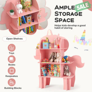 Kids Bookcase Toy Storage Organizer with Open Storage Shelves-Giraffe Kids Storage