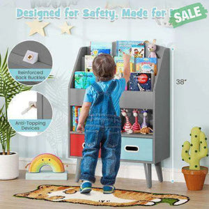 Kids Bookshelf with Open Compartment for Toddlers 3+ Years Old-White White Kids Storage