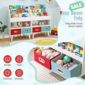 Kids Bookshelf with Open Compartment for Toddlers 3+ Years Old-White White Kids Storage
