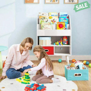 Kids Bookshelf with Open Compartment for Toddlers 3+ Years Old-White White Kids Storage