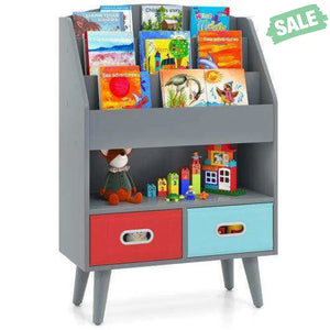 Kids Bookshelf with Open Compartment for Toddlers 3+ Years Old-White White Kids Storage