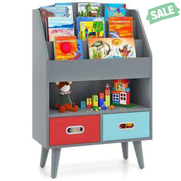 Kids Bookshelf with Open Compartment for Toddlers 3+ Years Old-White White Kids Storage