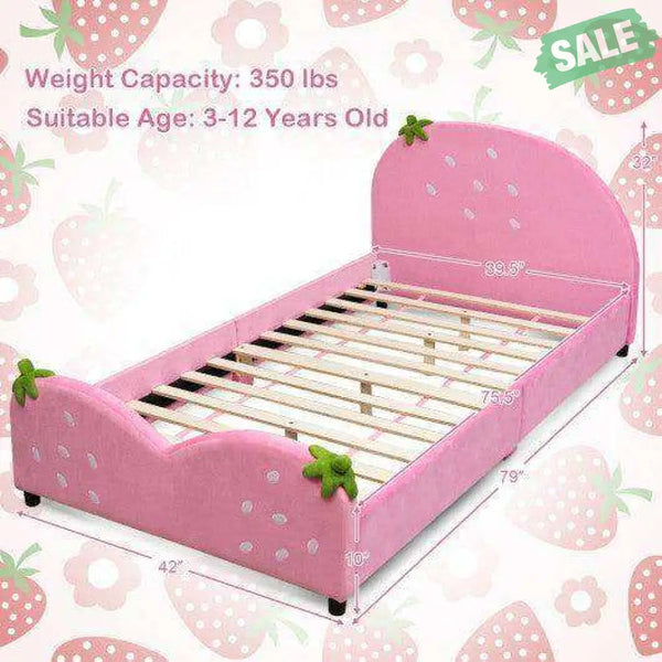 Kids Children Upholstered Berry Pattern Toddler Bed Toddler Beds