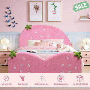 Kids Children Upholstered Berry Pattern Toddler Bed Toddler Beds