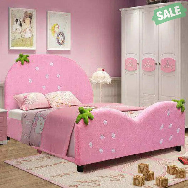 Kids Children Upholstered Berry Pattern Toddler Bed Toddler Beds
