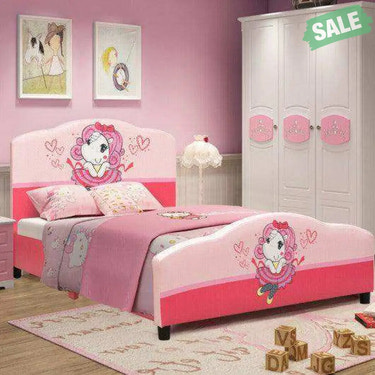 Kids Children Upholstered Platform Toddler Girl Pattern Bed Toddler Beds