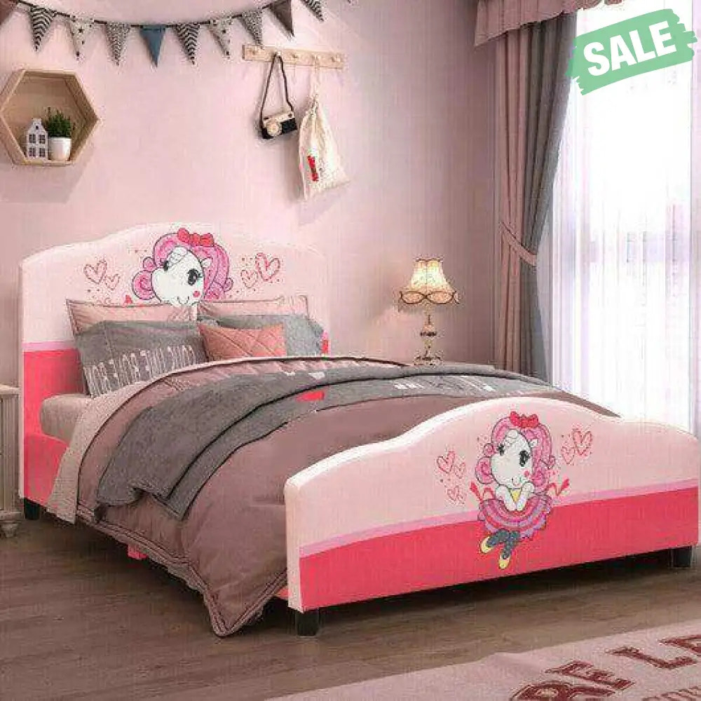 Kids Children Upholstered Platform Toddler Girl Pattern Bed Toddler Beds