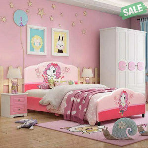 Kids Children Upholstered Platform Toddler Girl Pattern Bed Toddler Beds