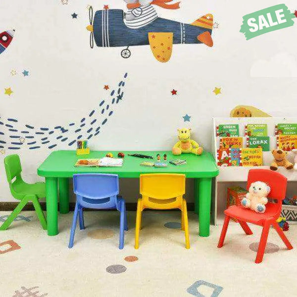 Kids Colorful Plastic Table and 4 Chairs Set Kids Table & Chair Sets