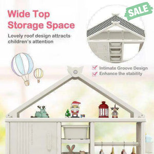 Kids Costume Storage Closet with Storage Bins and Shelves and Side Baskets for Kids Room-Gray Kids Storage