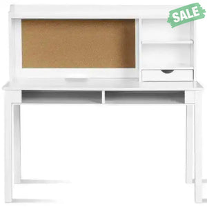 Kids Desk and Chair Set Study Writing Desk with Hutch and Bookshelves-Brown White Kids Table & Chair Sets