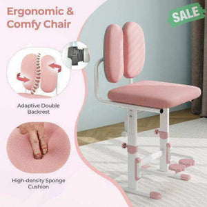 Kids Desk and Chair Set with Adjustable Height and Tilted Desktop-Blue Pink Kids Table & Chair Sets