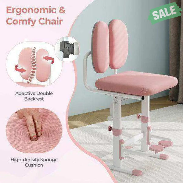 Kids Desk and Chair Set with Adjustable Height and Tilted Desktop-Blue Pink Kids Table & Chair Sets