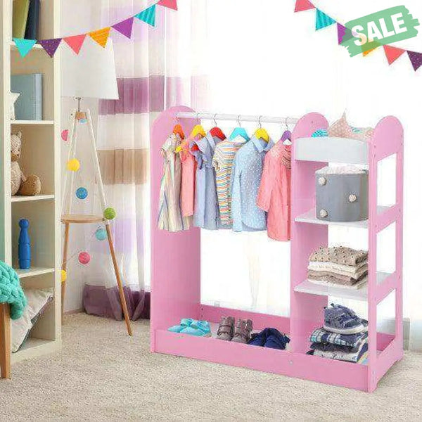 Kids Dress Up Storage with Mirror-Pink