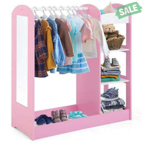 Kids Dress Up Storage with Mirror-Pink