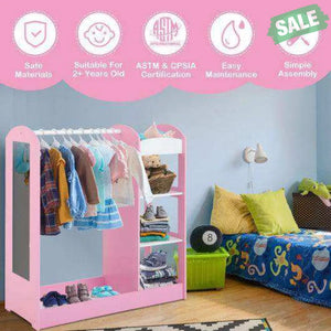 Kids Dress Up Storage with Mirror-Pink