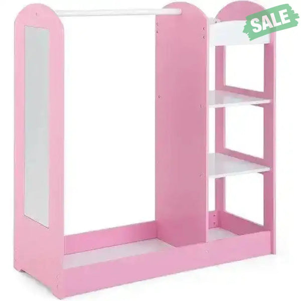 Kids Dress Up Storage with Mirror-Pink