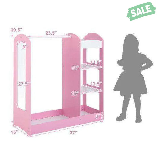 Kids Dress Up Storage with Mirror-Pink
