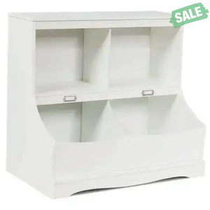 Kids Floor Cabinet Multi-Functional Bookcase -Gray White Kids Storage