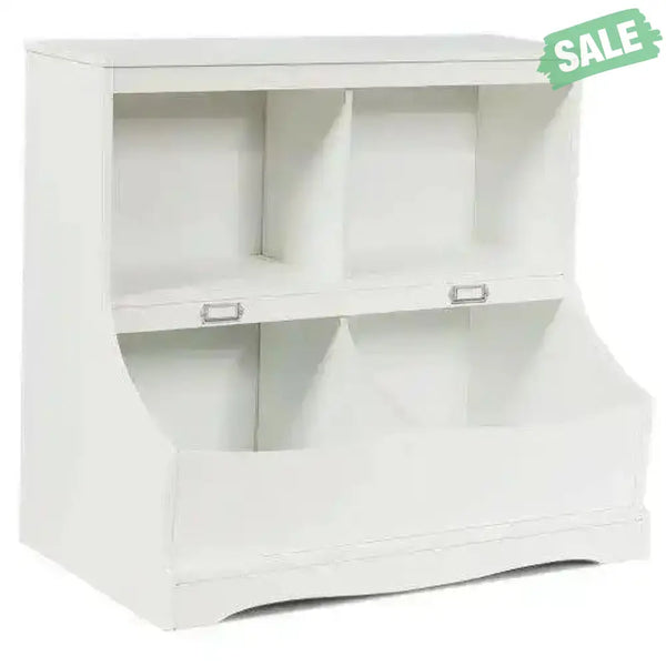 Kids Floor Cabinet Multi-Functional Bookcase -Gray White Kids Storage