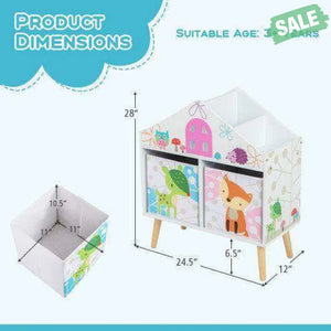 Kids House-shaped Bookshelf with 2 Storage Bins for Kids Room Playroom-White Kids Storage