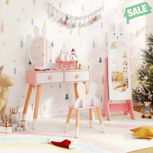 Kids Jewelry Armoire Cabinet with 2 Tilt Angles and Large Capacity-Pink Pink Kids Vanities